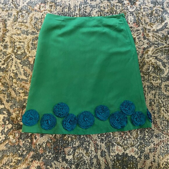 Blue and Green Rosette A-Line Skirt by Boden, 12R - Picture 2 of 15